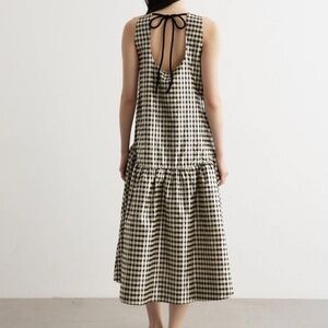 GANNI Shiny Check Jacquard Midi Dress